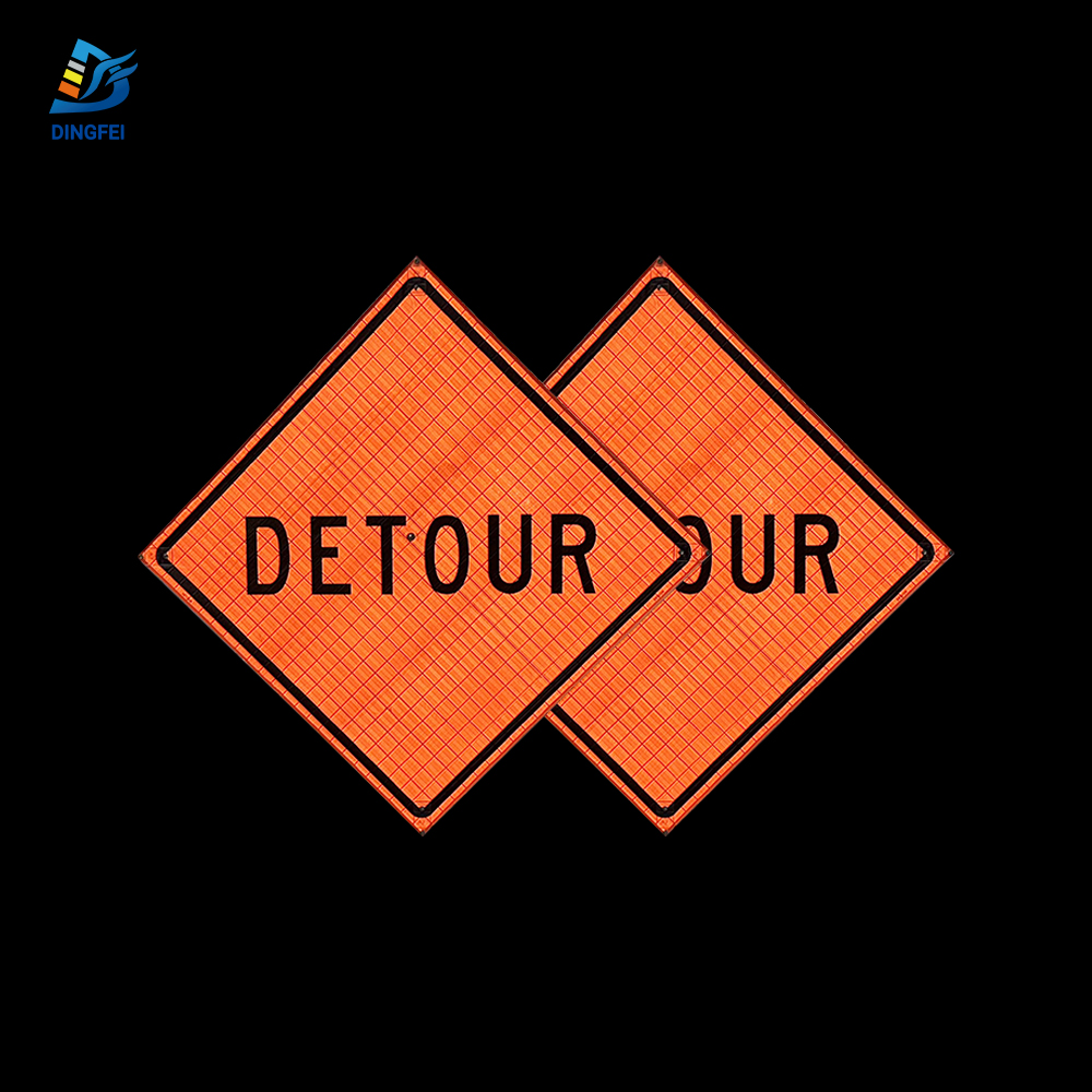 36 Inch Reflective Detour Roll Up Traffic Sign - 
